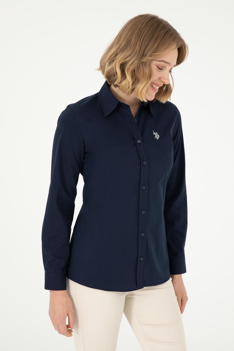 Kadın Lacivert Uzun Kollu Basic Gömlek - 50295640020