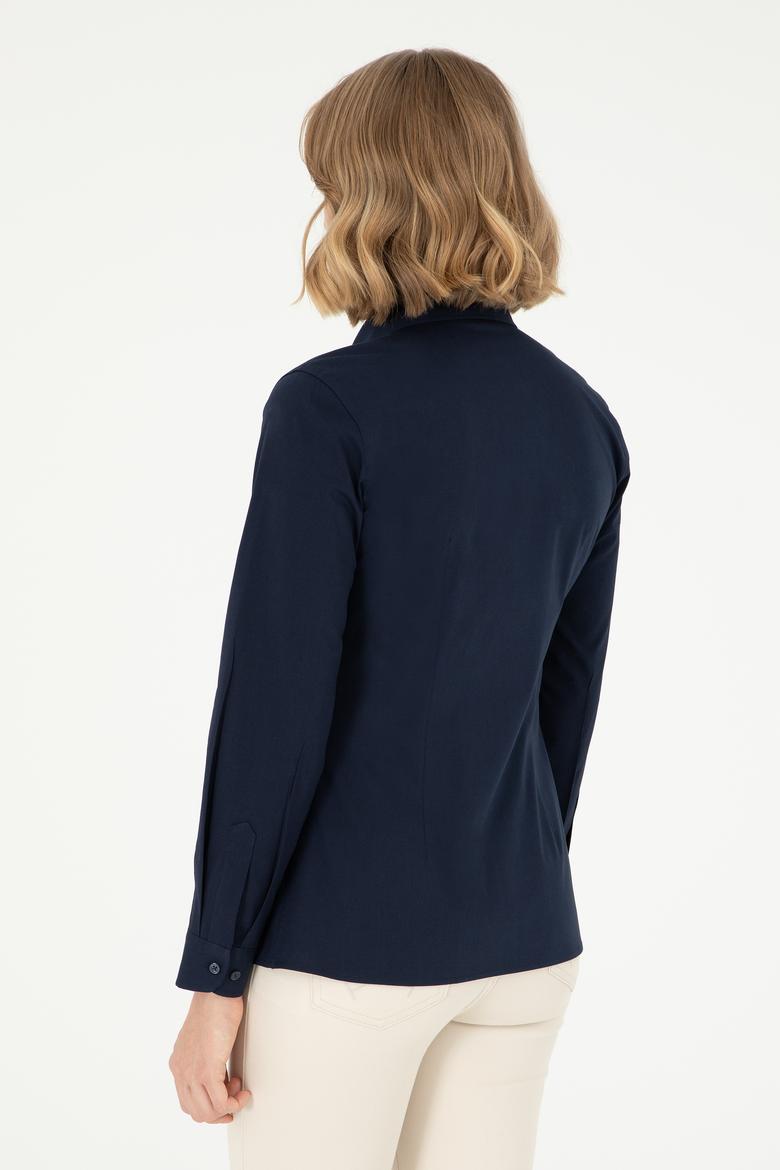 Kadın Lacivert Uzun Kollu Basic Gömlek - 50295640020