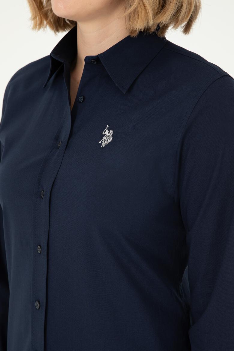 Kadın Lacivert Uzun Kollu Basic Gömlek - 50295640020