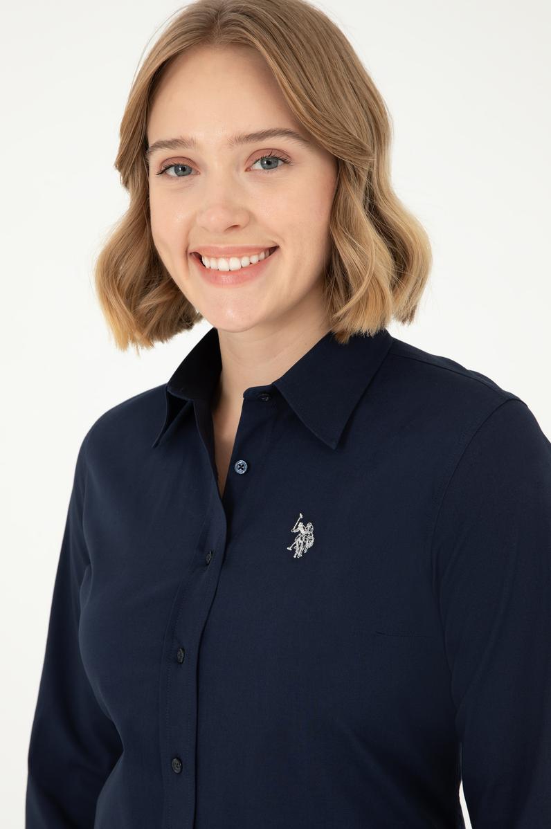 Kadın Lacivert Uzun Kollu Basic Gömlek