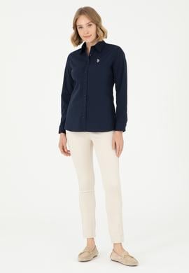 Kadın Lacivert Uzun Kollu Basic Gömlek - 50295640020