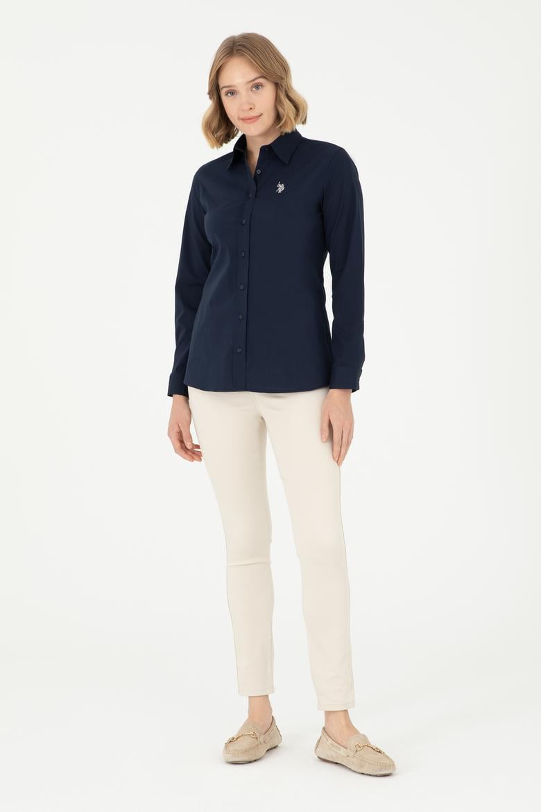 Kadın Lacivert Uzun Kollu Basic Gömlek - 50295640020