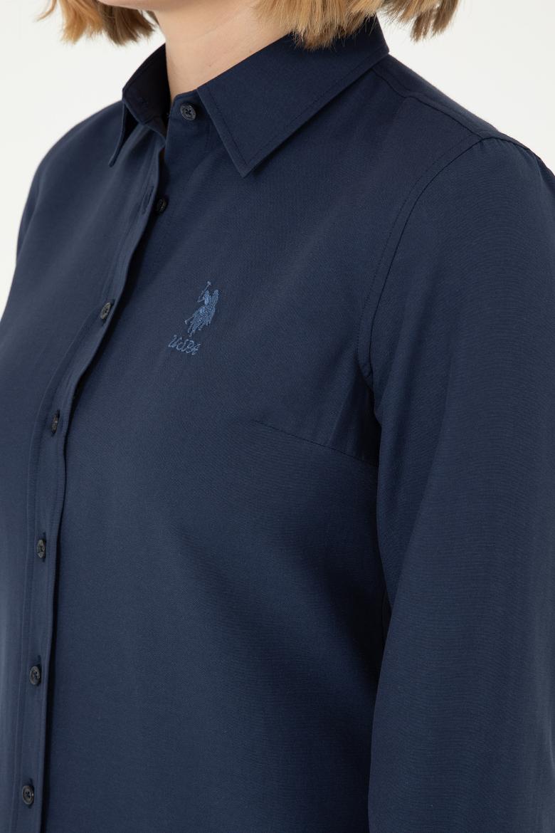 Kadın Lacivert Uzun Kollu Basic Gömlek - 50295711028