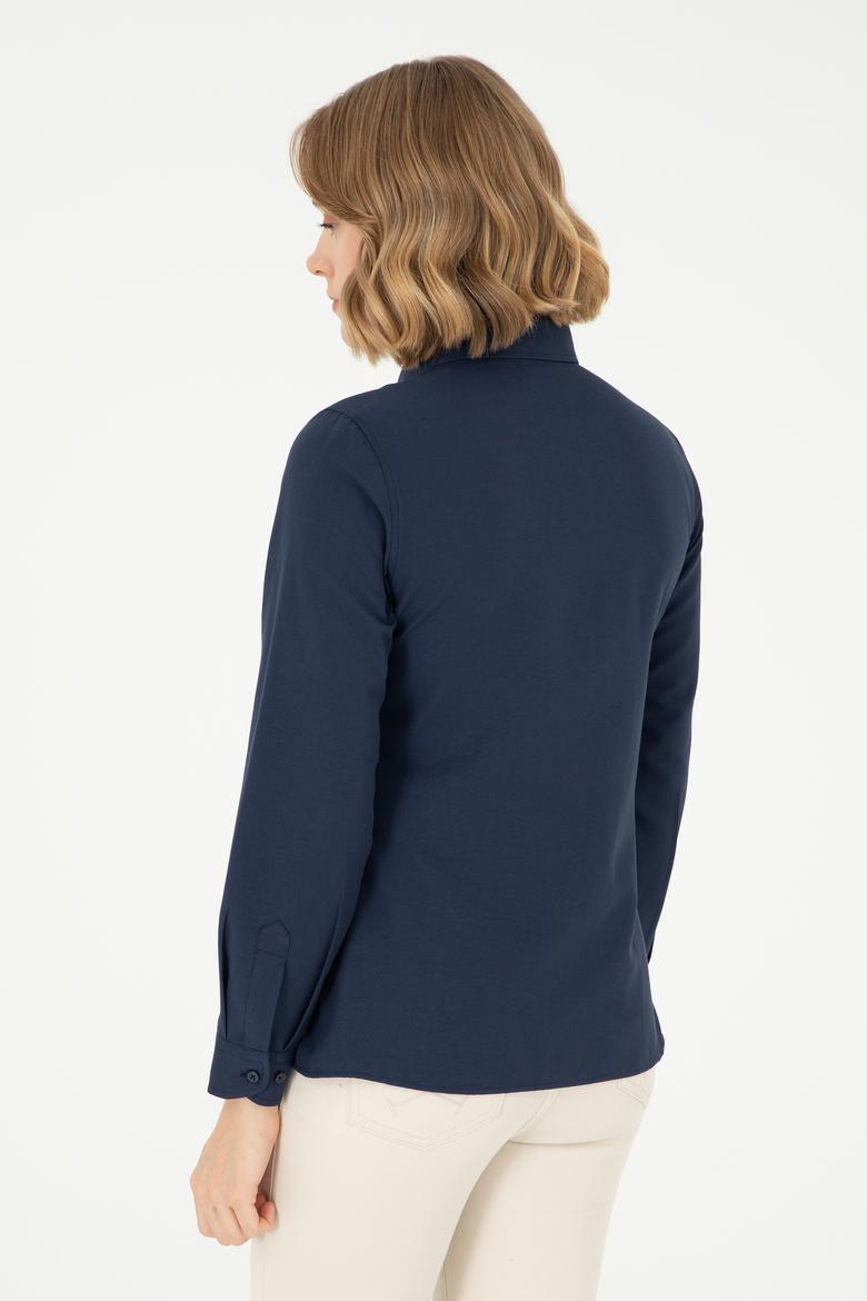 Kadın Lacivert Uzun Kollu Basic Gömlek - 50295711028