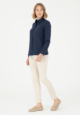 Kadın Lacivert Uzun Kollu Basic Gömlek - 50295711028