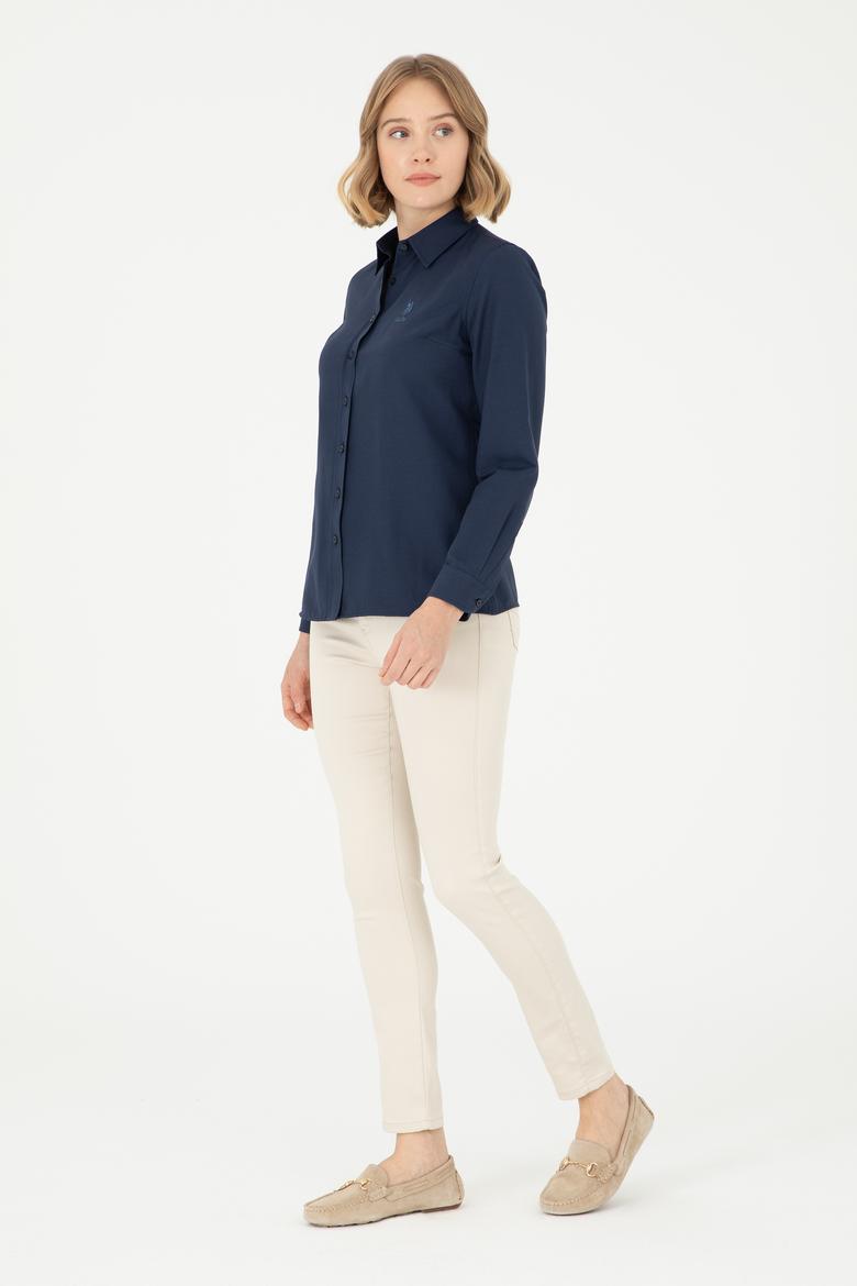 Kadın Lacivert Uzun Kollu Basic Gömlek - 50295711028