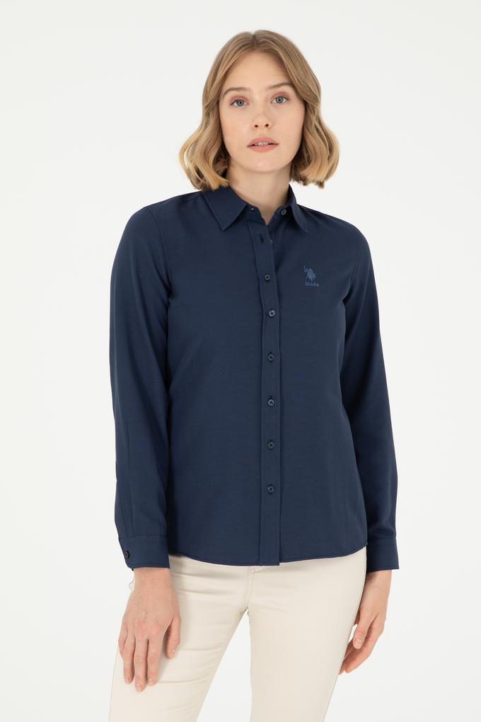 Kadın Lacivert Uzun Kollu Basic Gömlek