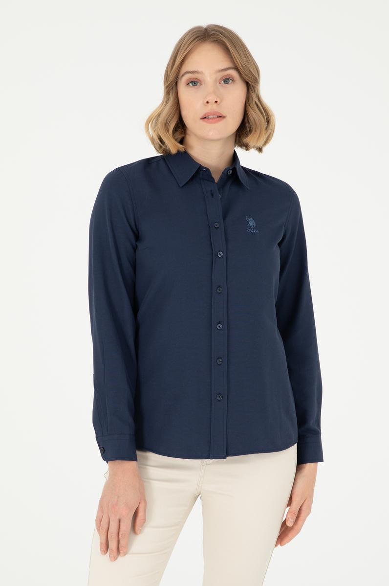 Kadın Lacivert Uzun Kollu Basic Gömlek
