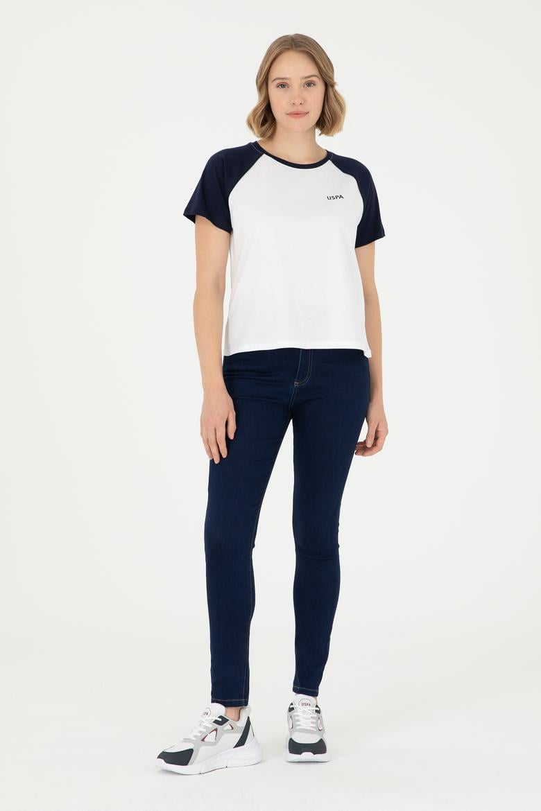 Kadın Lacivert Bisiklet Yaka Tişört - 50294759020