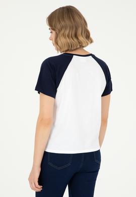 Kadın Lacivert Bisiklet Yaka Tişört - 50294759020