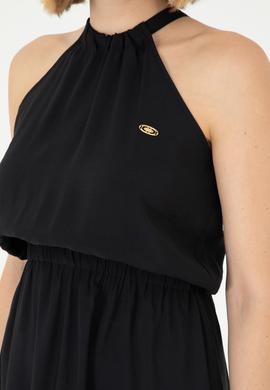 Kadın Siyah Midi Boy Dokuma Elbise - 50289213013