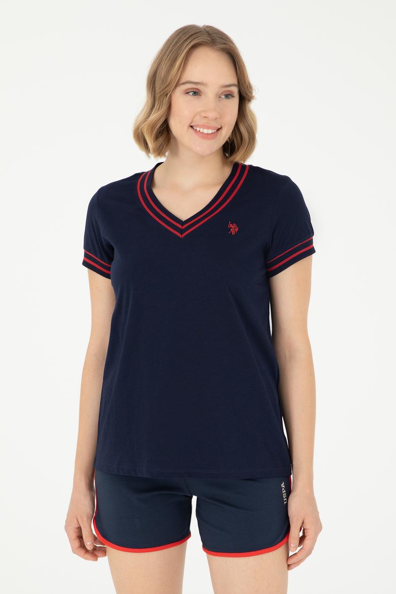 Kadın Lacivert V Yaka Tişört