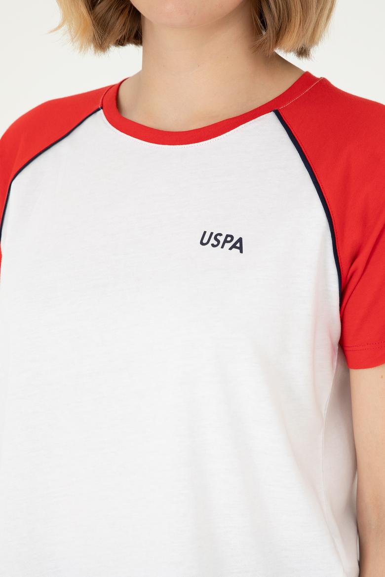 Kadın Kırmızı Bisiklet Yaka Tişört - 50294759006