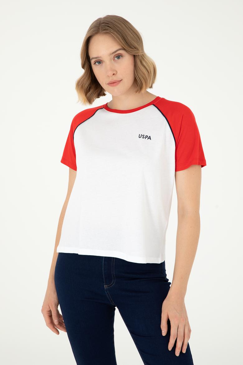 Kadın Kırmızı Bisiklet Yaka Tişört - 50294759006