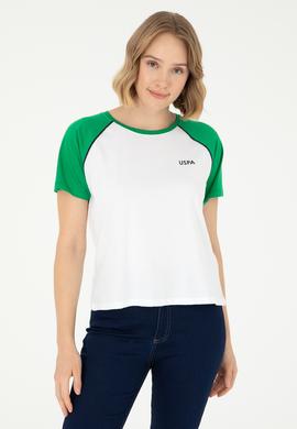 Kadın Yeşil Bisiklet Yaka Tişört - 50294759009