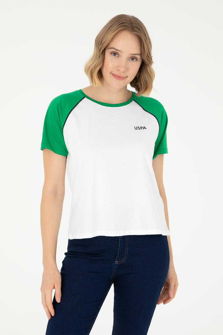 Kadın Yeşil Bisiklet Yaka Tişört