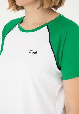 Kadın Yeşil Bisiklet Yaka Tişört - 50294759009