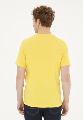 Erkek Regular Fit Bisiklet Yaka Sarı Basic Tişört - 50279620239