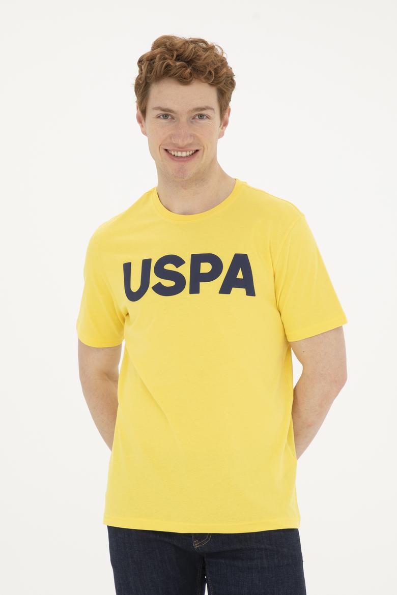 Erkek Regular Fit Bisiklet Yaka Sarı Basic Tişört - 50279620239