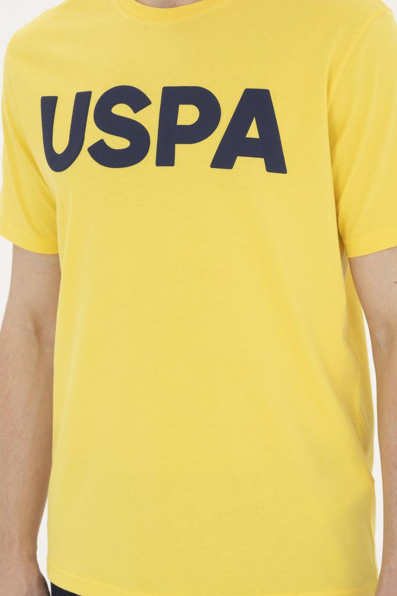 Erkek Regular Fit Bisiklet Yaka Sarı Basic Tişört - 50279620239