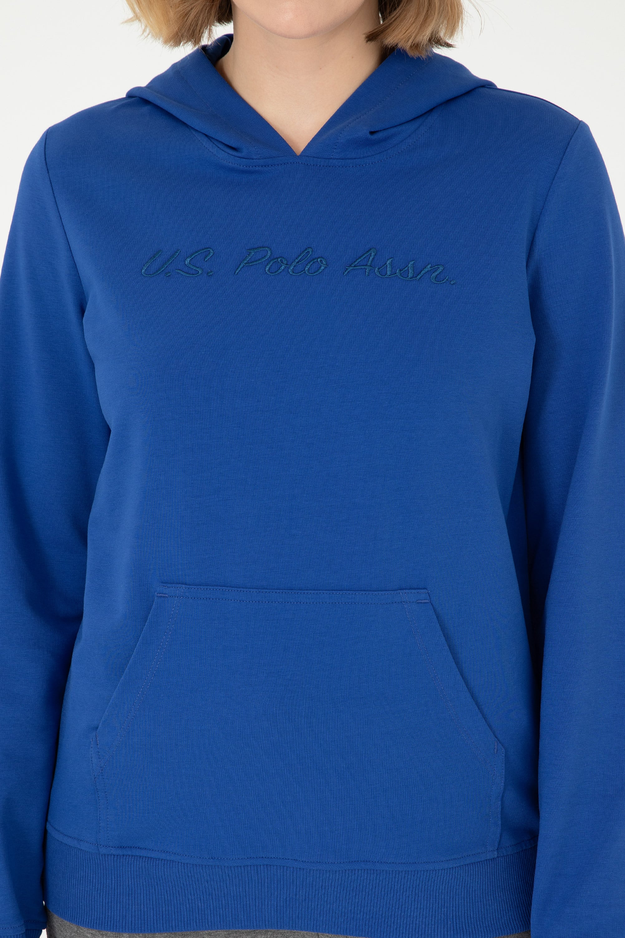 Kadın Saks Kapüşonlu Sweatshirt - Image 6
