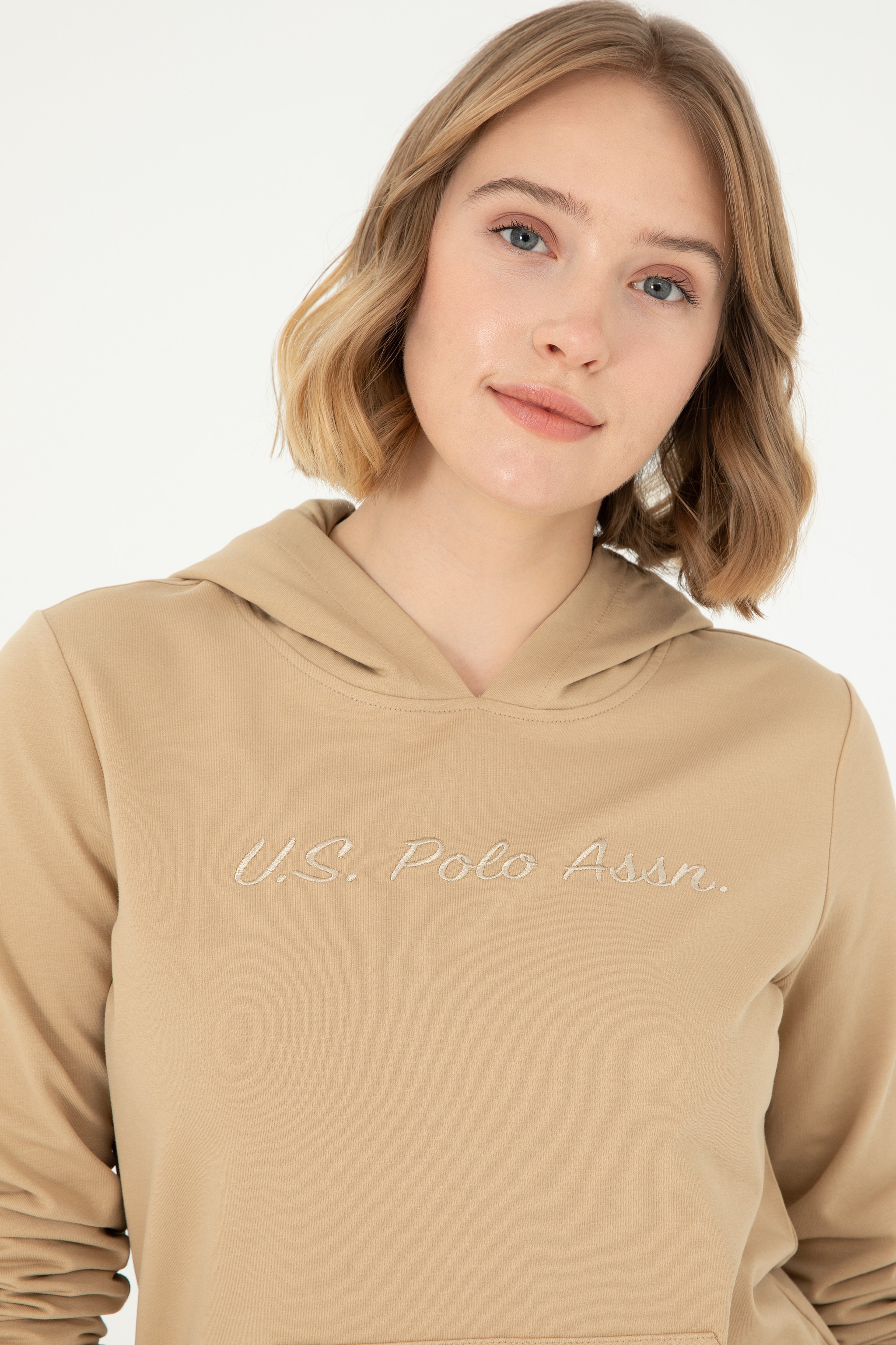 Kadın Kum Kapüşonlu Sweatshirt - Image 2