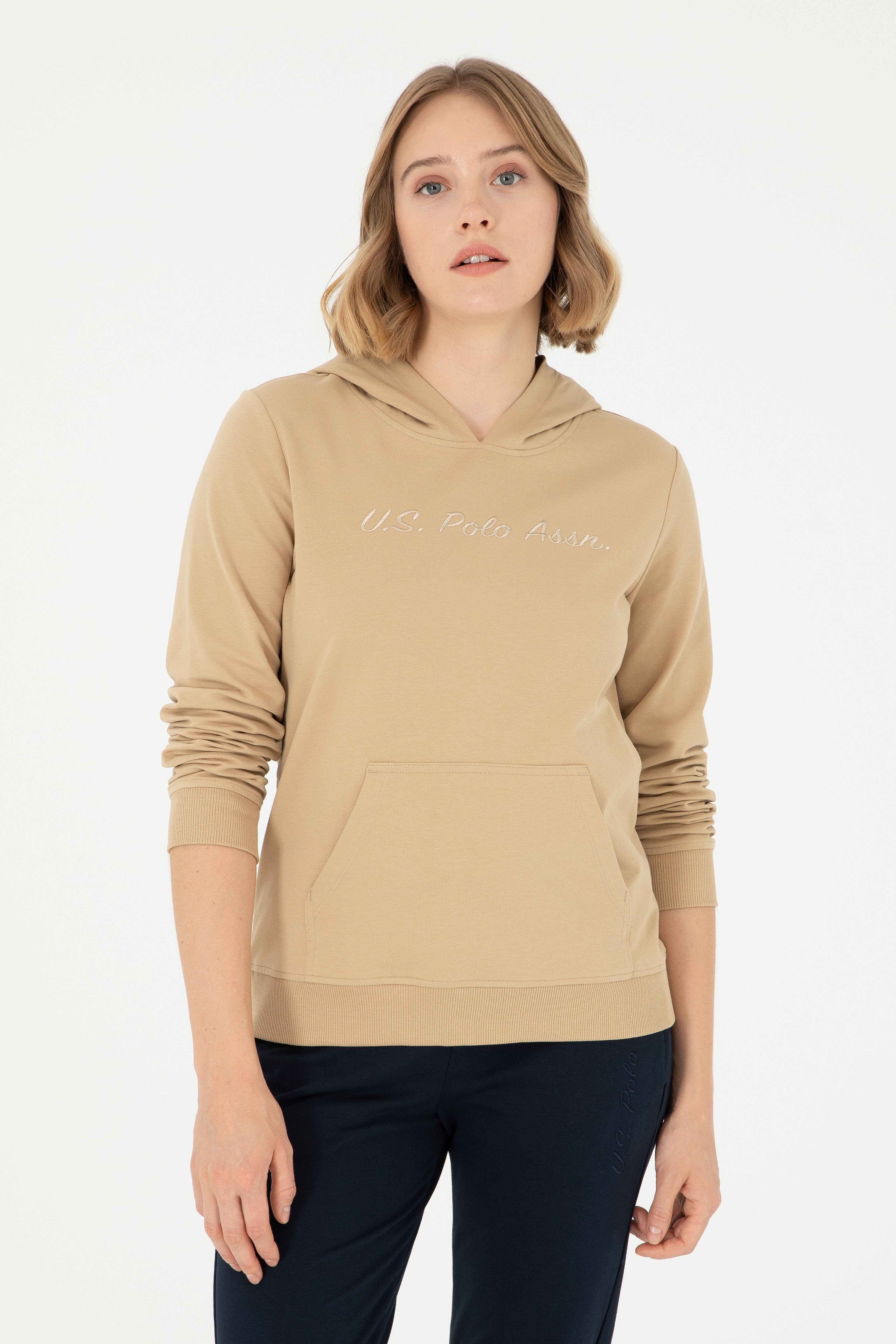 Kadın Kum Kapüşonlu Sweatshirt - Image 1
