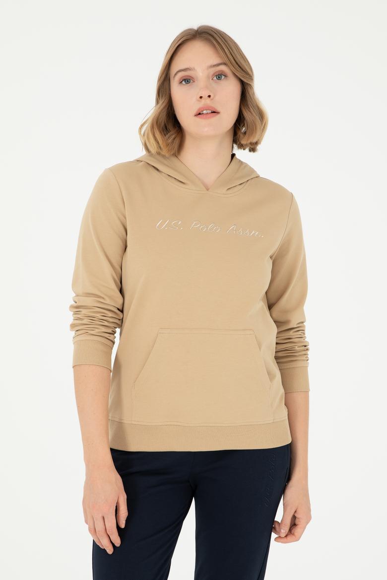 Kadın Kum Kapüşonlu Sweatshirt