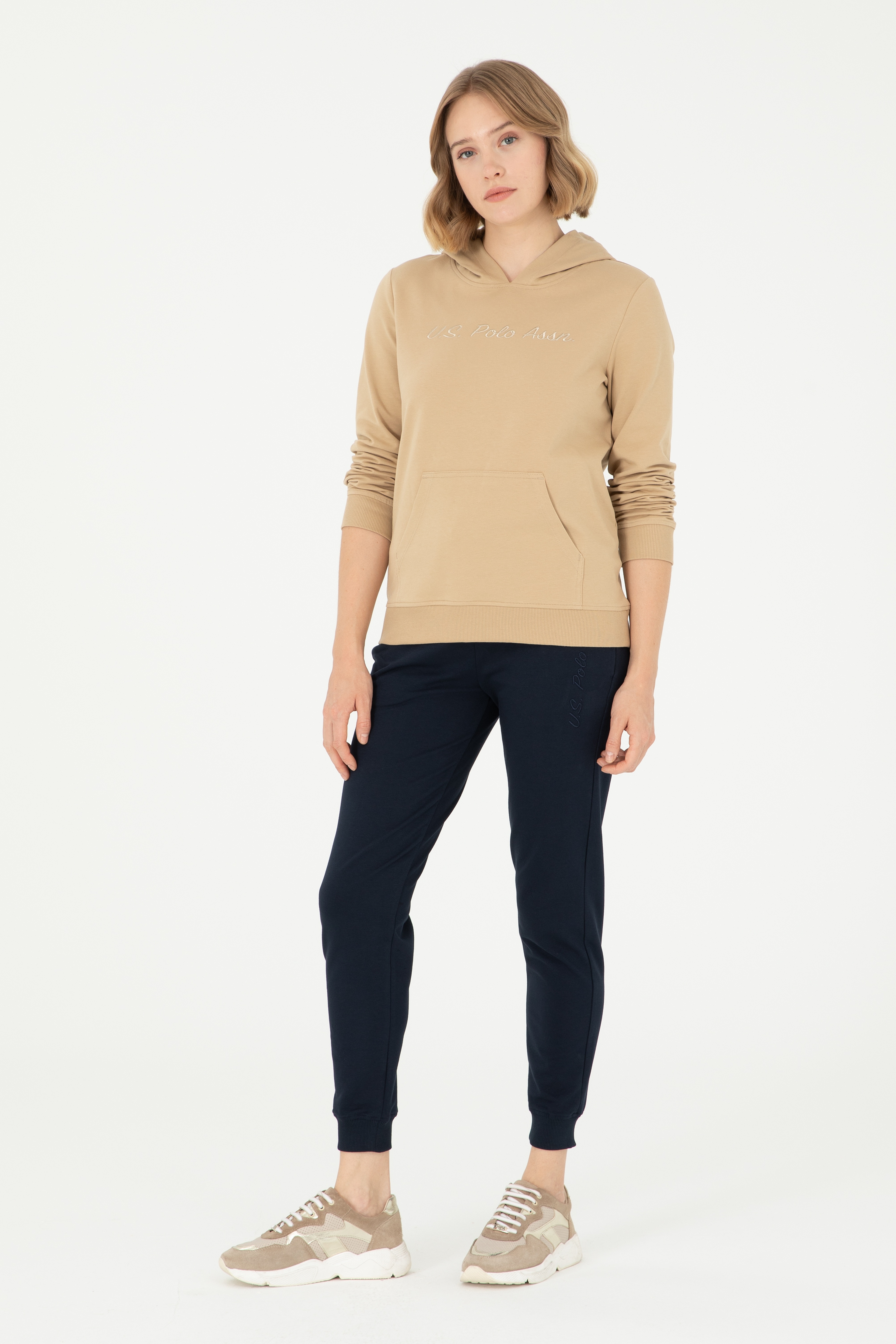 Kadın Kum Kapüşonlu Sweatshirt