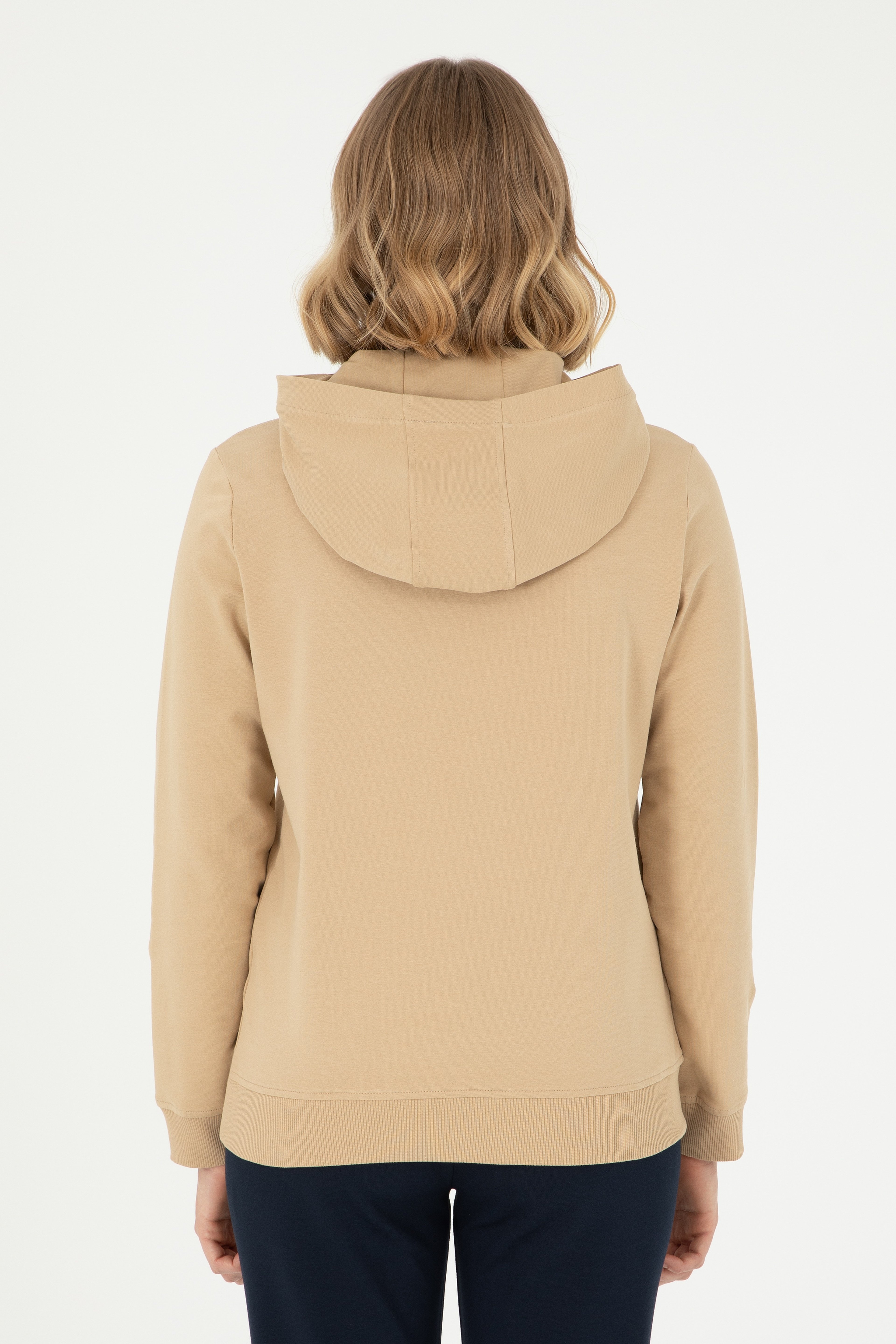 Kadın Kum Kapüşonlu Sweatshirt