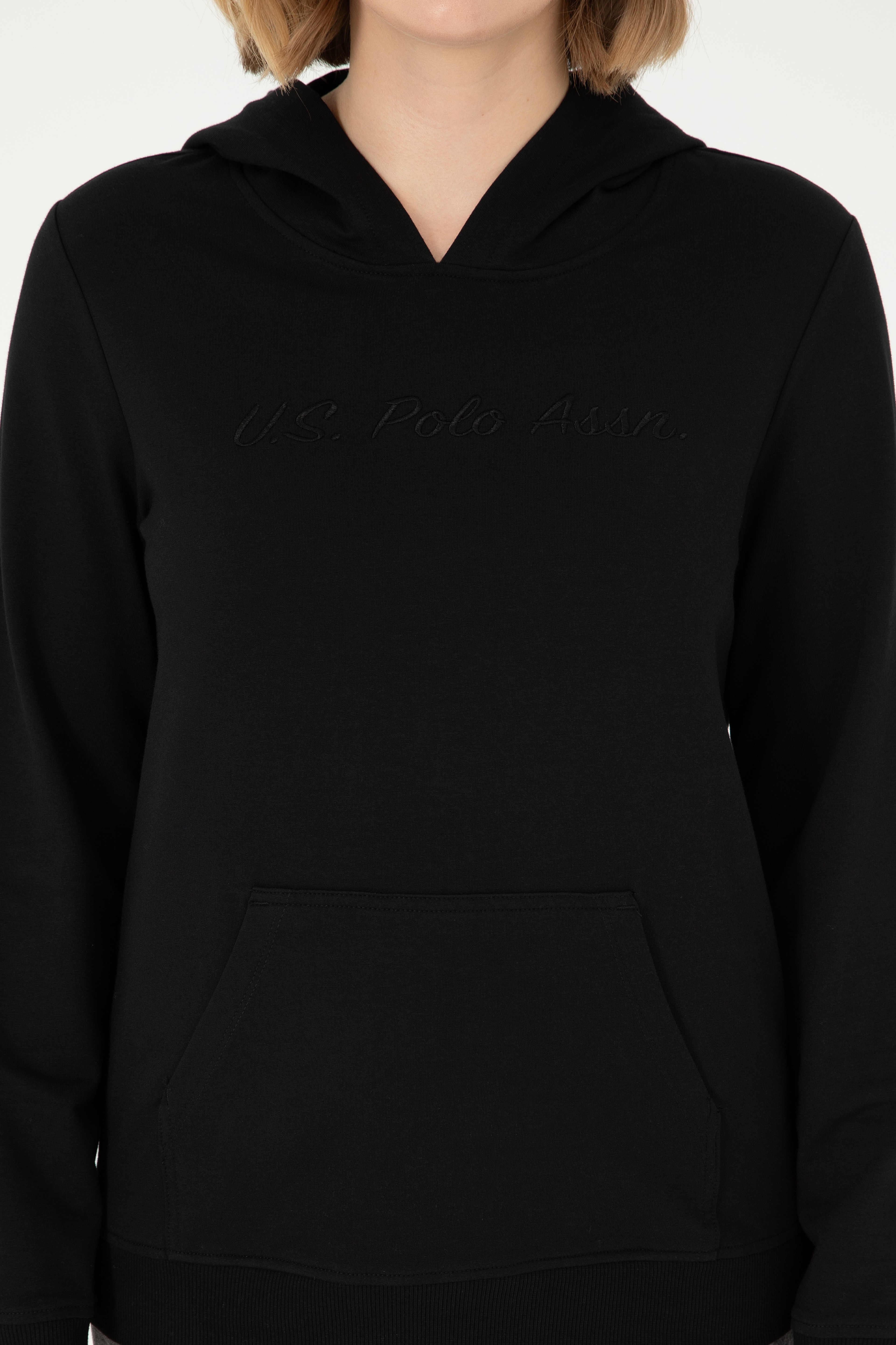 Kadın Siyah Kapüşonlu Sweatshirt - Image 6