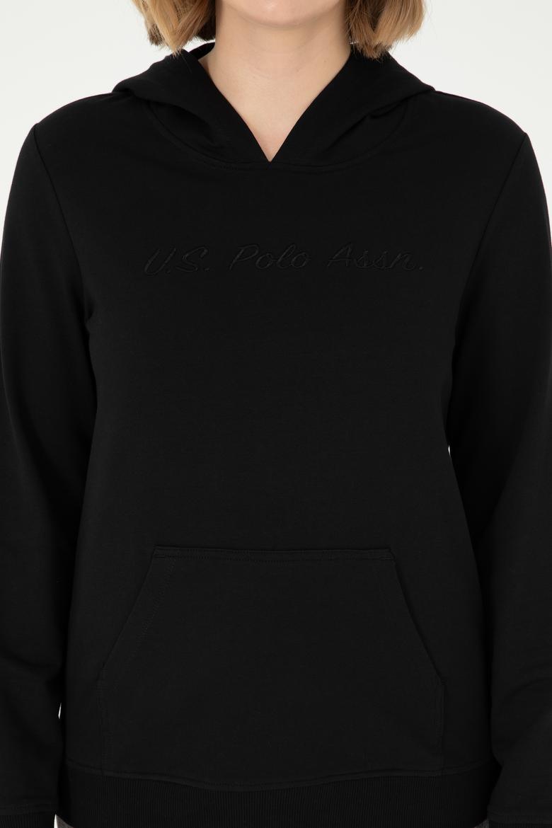 Kadın Siyah Kapüşonlu Sweatshirt - 50296947048