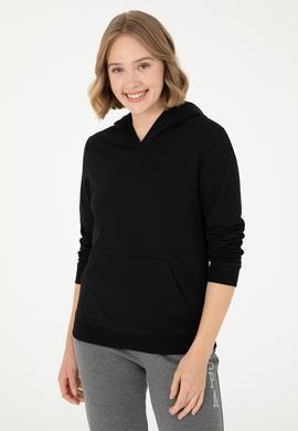 Kadın Siyah Kapüşonlu Sweatshirt - 50296947048