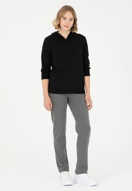 Kadın Siyah Kapüşonlu Sweatshirt - 50296947048
