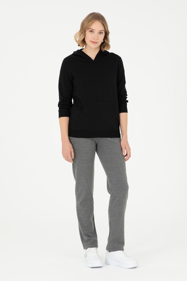 Kadın Siyah Kapüşonlu Sweatshirt - 50296947048