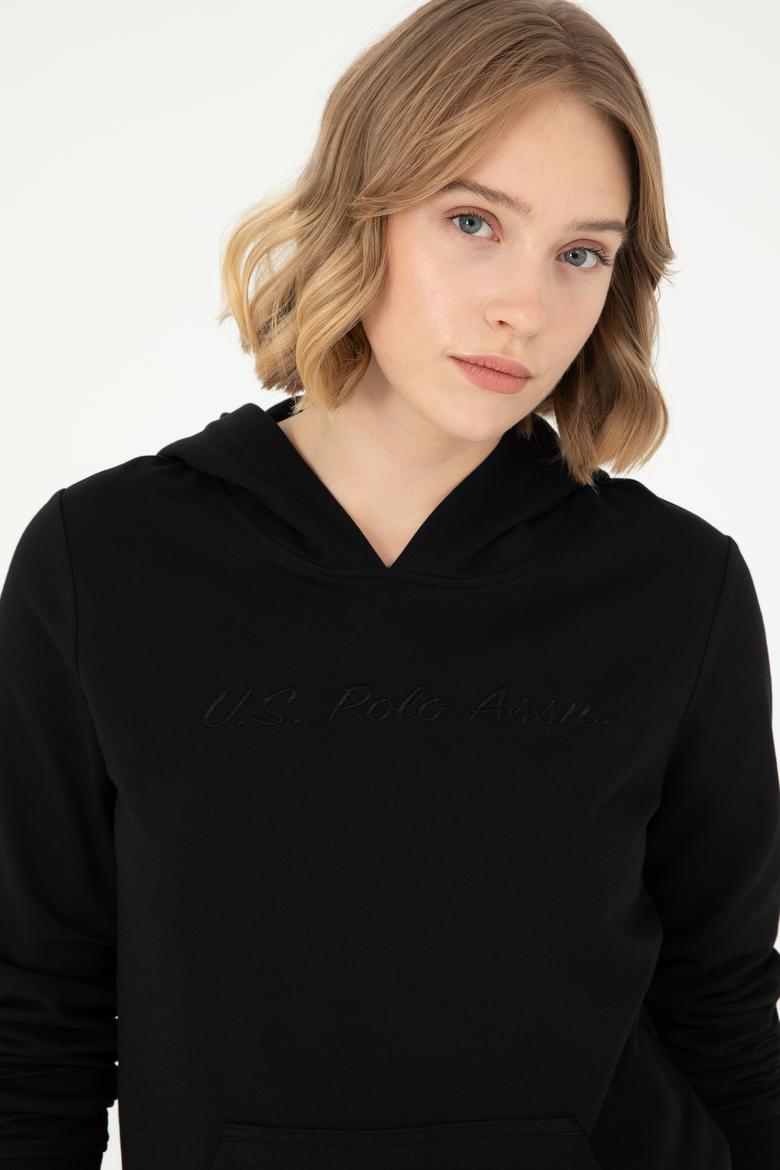 Kadın Siyah Kapüşonlu Sweatshirt - 50296947048