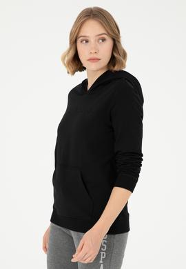 Kadın Siyah Kapüşonlu Sweatshirt - 50296947048