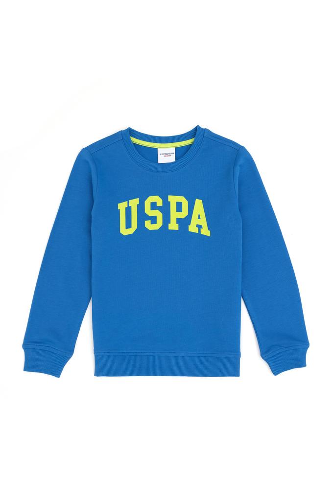 Erkek Çocuk Kobalt Basic Bisiklet Yaka Sweatshirt