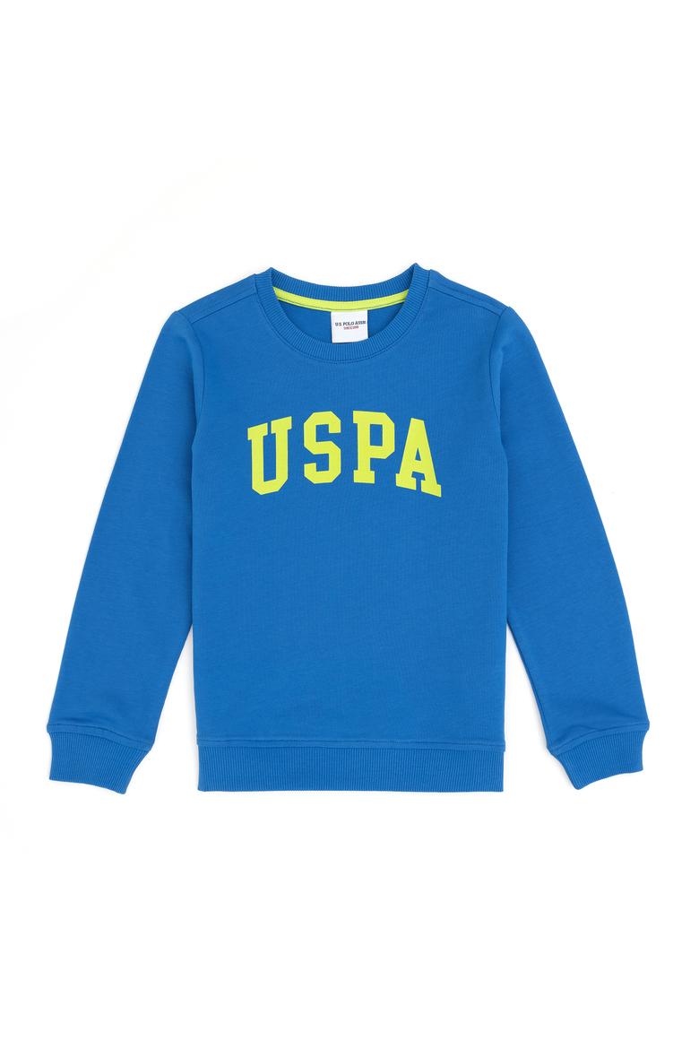 Erkek Çocuk Kobalt Basic Bisiklet Yaka Sweatshirt