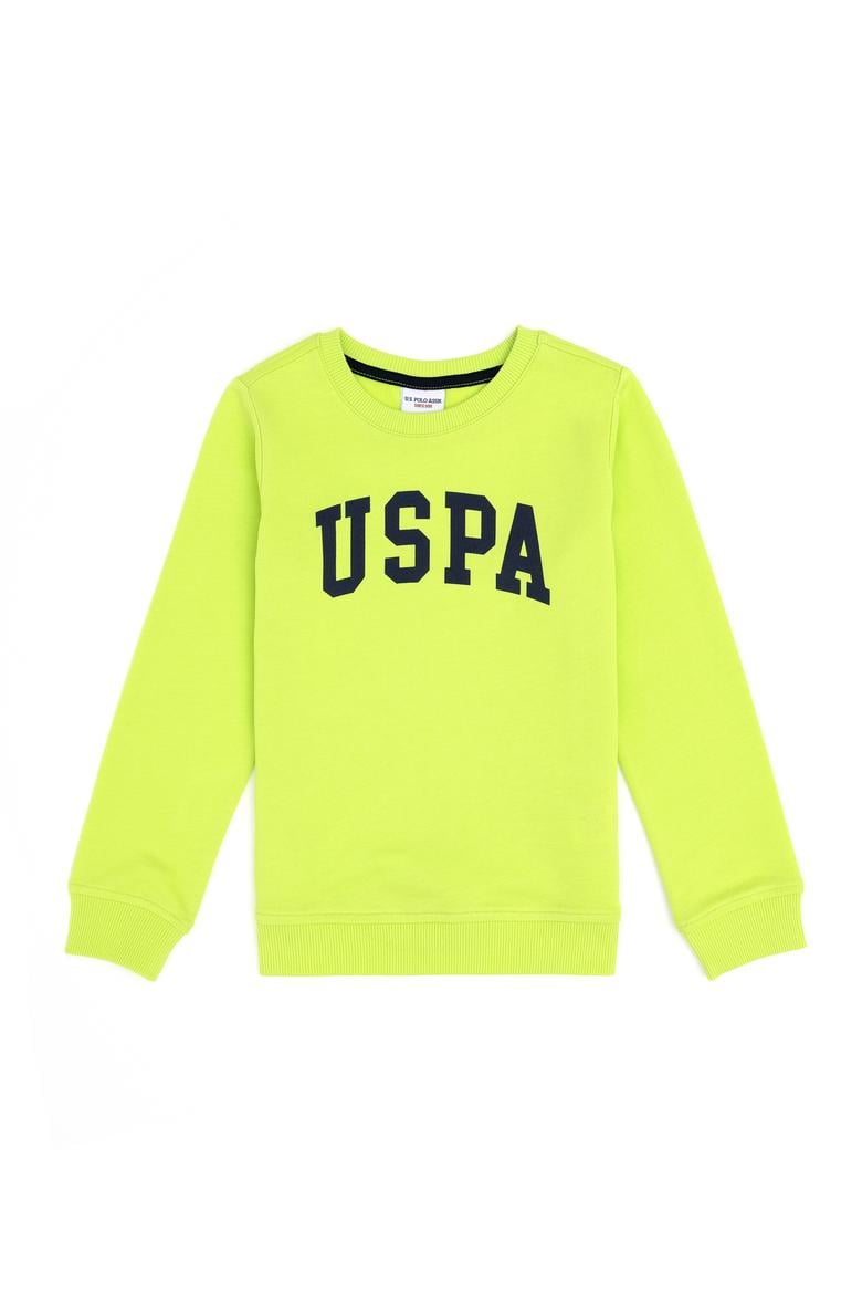 Erkek Çocuk Elma Yeşili Basic Bisiklet Yaka Sweatshirt