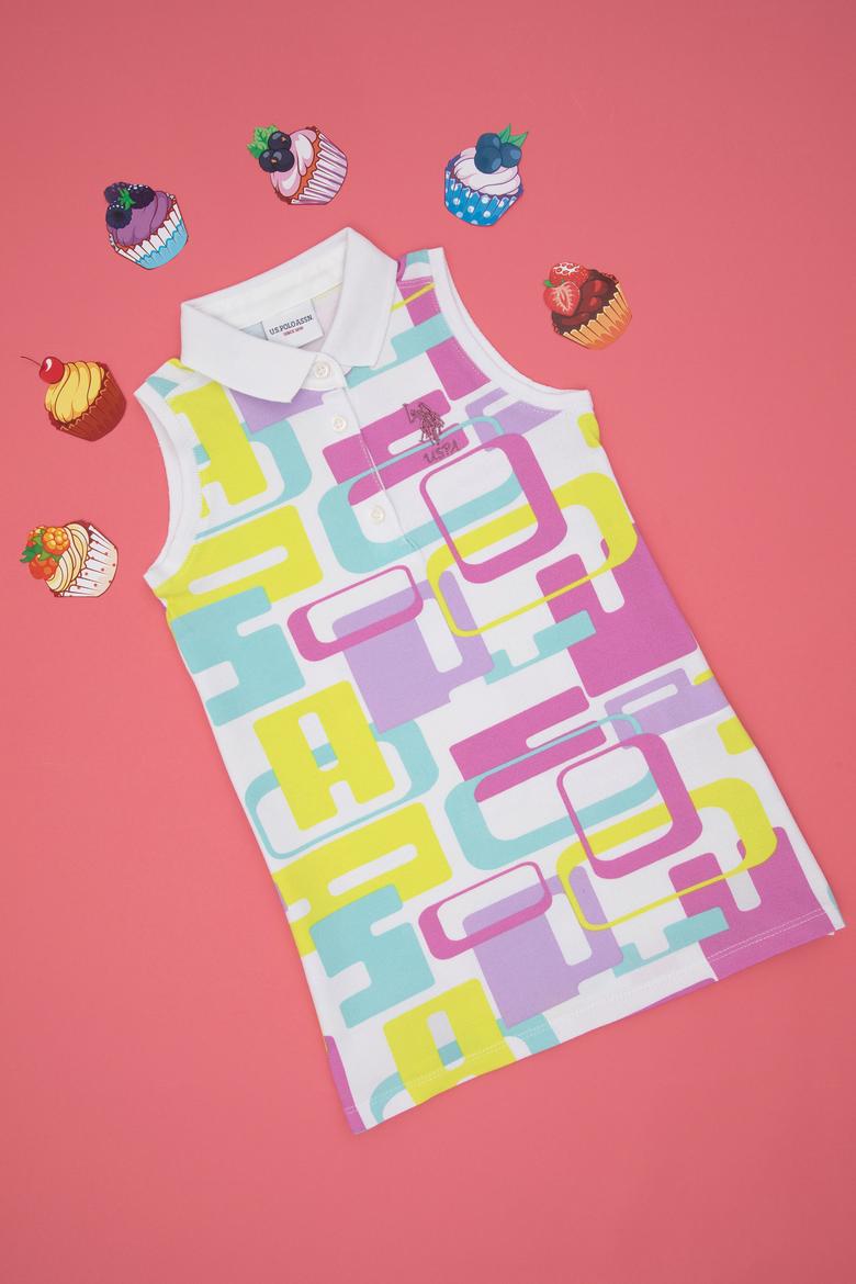 Kız Bebek Beyaz Polo Yaka Örme Elbise