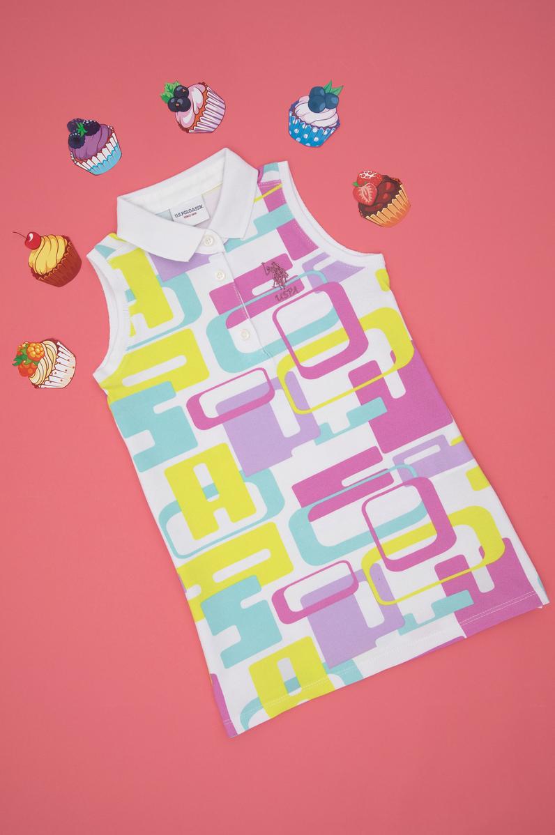 Kız Bebek Beyaz Polo Yaka Örme Elbise