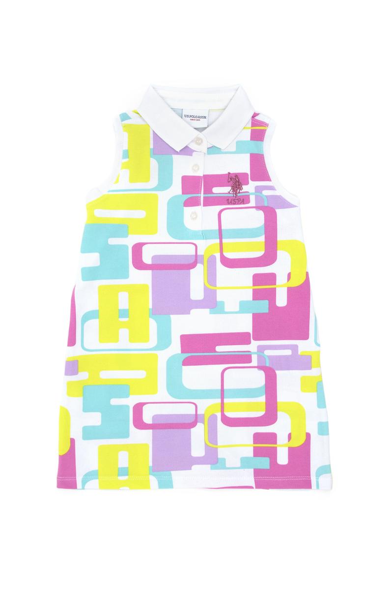 Kız Bebek Beyaz Polo Yaka Örme Elbise