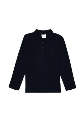 Kız Çocuk Lacivert Polo Yaka Basic Sweatshirt - 50296377004