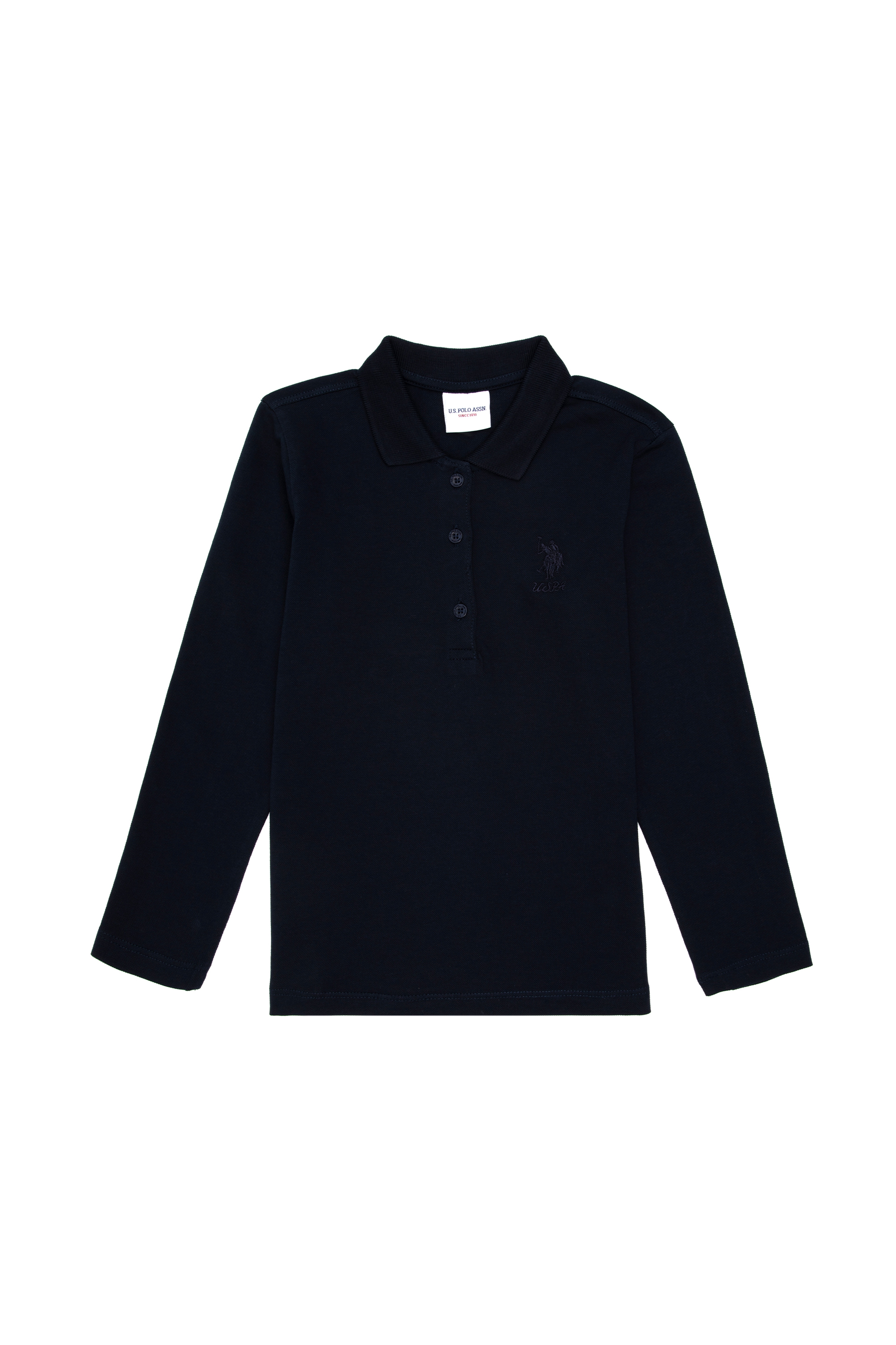 Kız Çocuk Lacivert Polo Yaka Basic Sweatshirt - Image 3