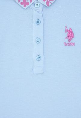 Kız Çocuk Açık Mavi Polo Yaka Basic Tişört - 50283284025