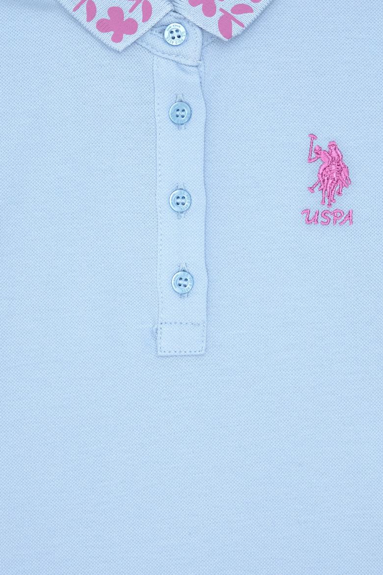 Kız Çocuk Açık Mavi Polo Yaka Basic Tişört - 50283284025