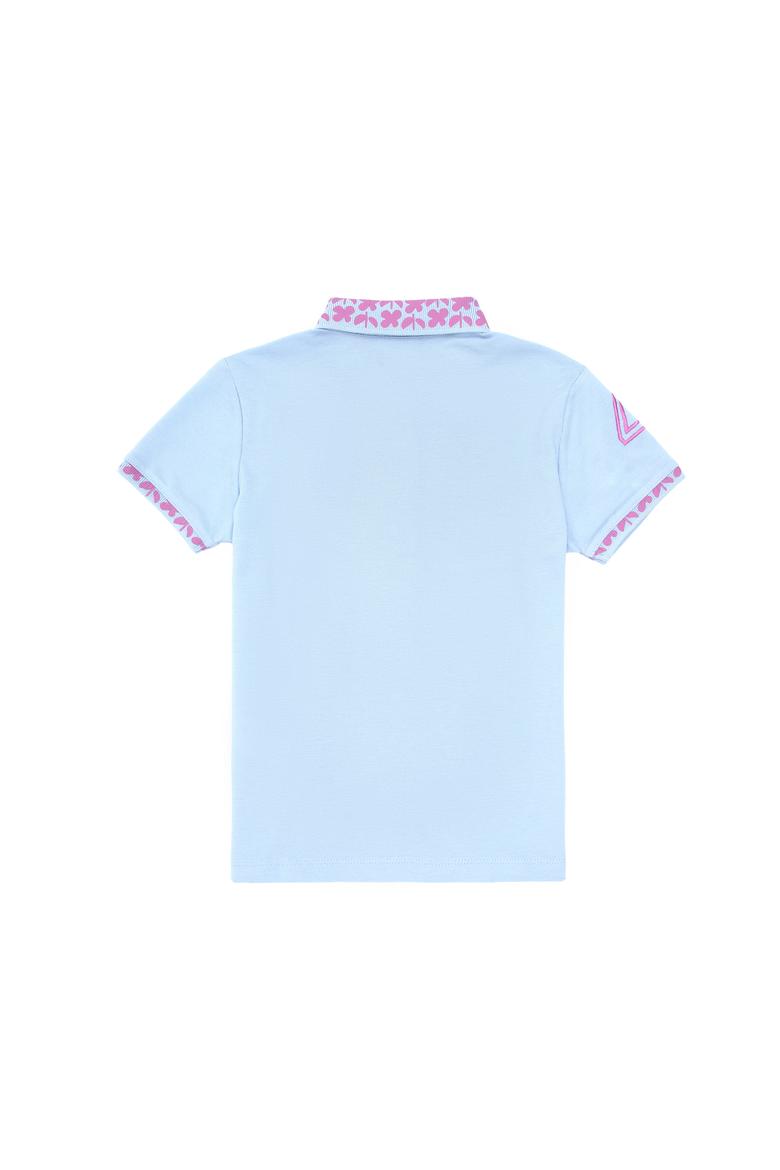 Kız Çocuk Açık Mavi Polo Yaka Basic Tişört - 50283284025