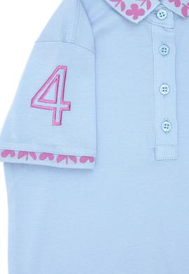 Kız Çocuk Açık Mavi Polo Yaka Basic Tişört - 50283284025