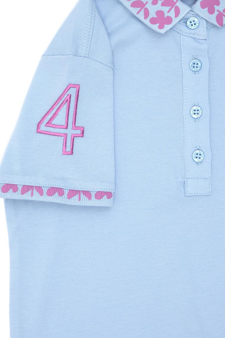 Kız Çocuk Açık Mavi Polo Yaka Basic Tişört - 50283284025